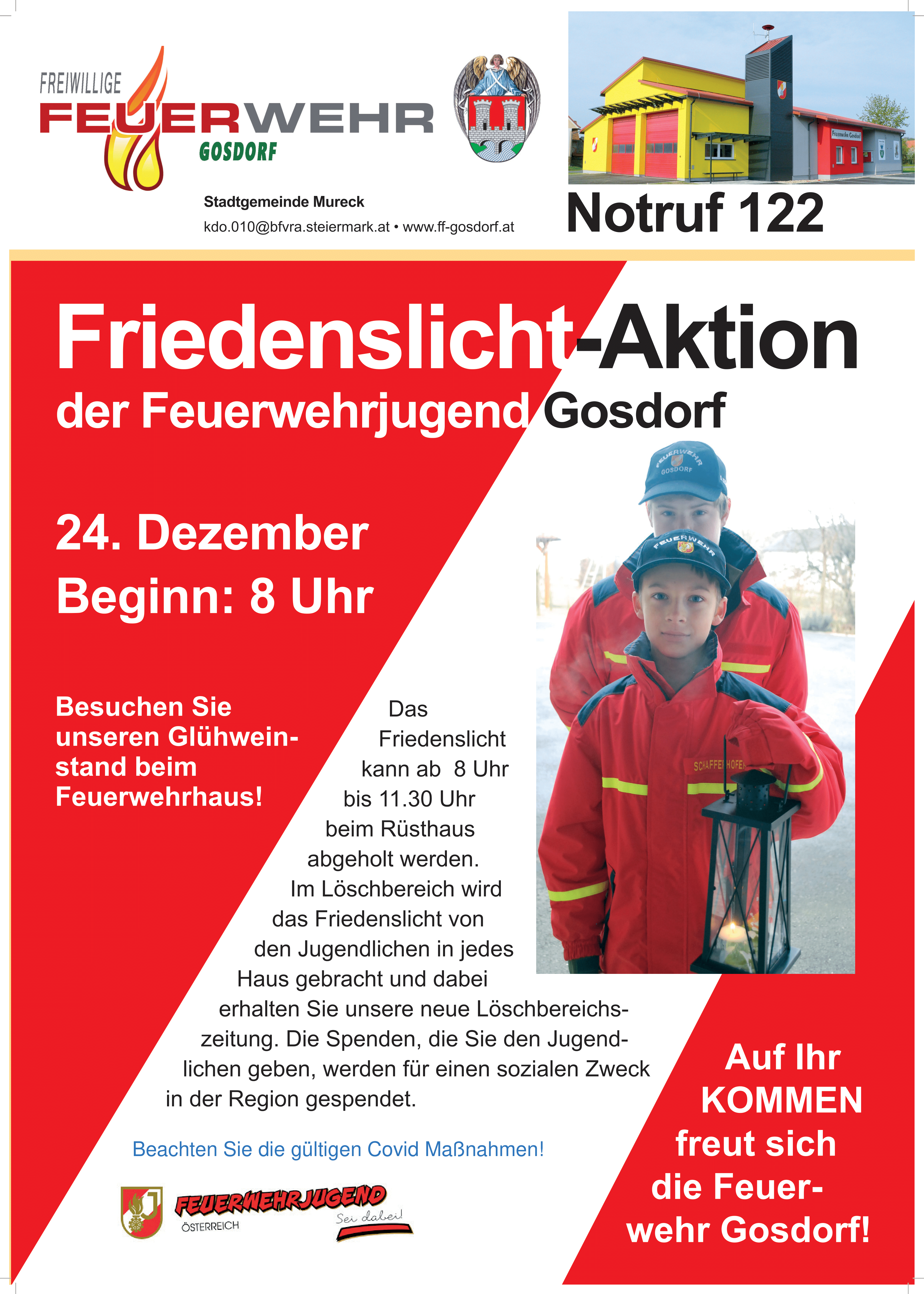 Plakat A2 Friedenslicht FF Gosdorf Druck Covid 1